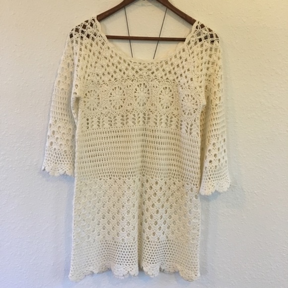 Boho crochet macrame tunic top size small / xs - Picture 2 of 3